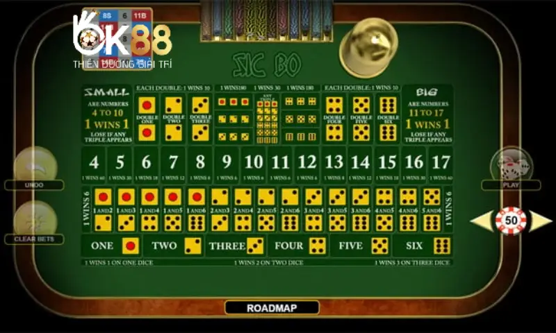 Có nhiều cửa cược trong sicbo