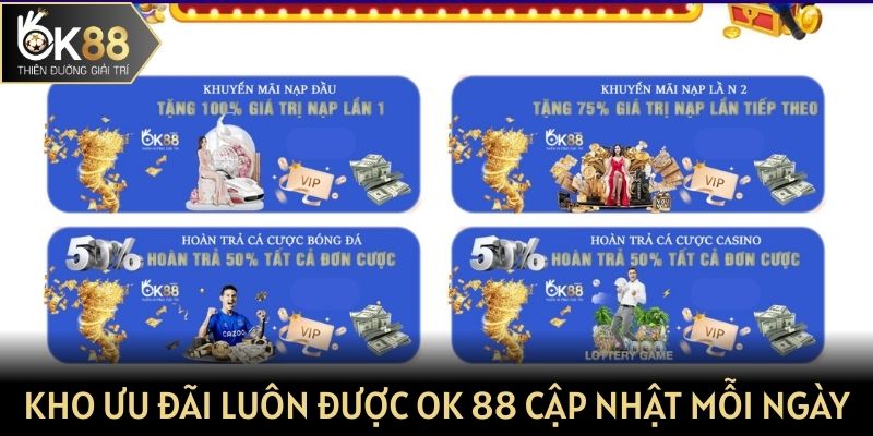 Kho ưu đãi luôn được OK 88 cập nhật mỗi ngày
